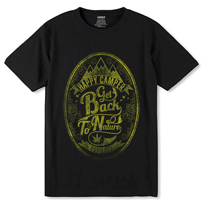 HAPPY CAMPER GET Back To NatuRE EST 2012 - Unisex Round Neck Regular Fit 100% Combed Cotton Half Sleeve T-Shirt - Mojilo Mart