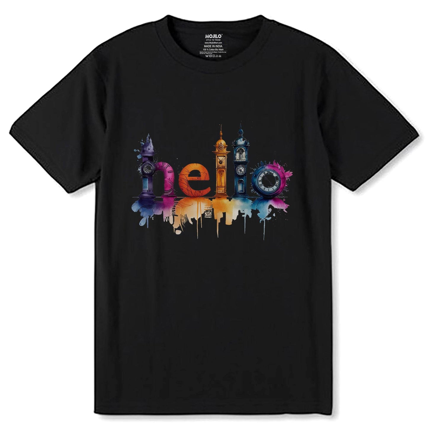 HELLO - Unisex Round Neck Regular Fit 100% Combed Cotton Half Sleeve T-Shirt - Mojilo Mart