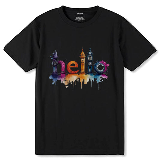 HELLO - Unisex Round Neck Regular Fit 100% Combed Cotton Half Sleeve T-Shirt - Mojilo Mart