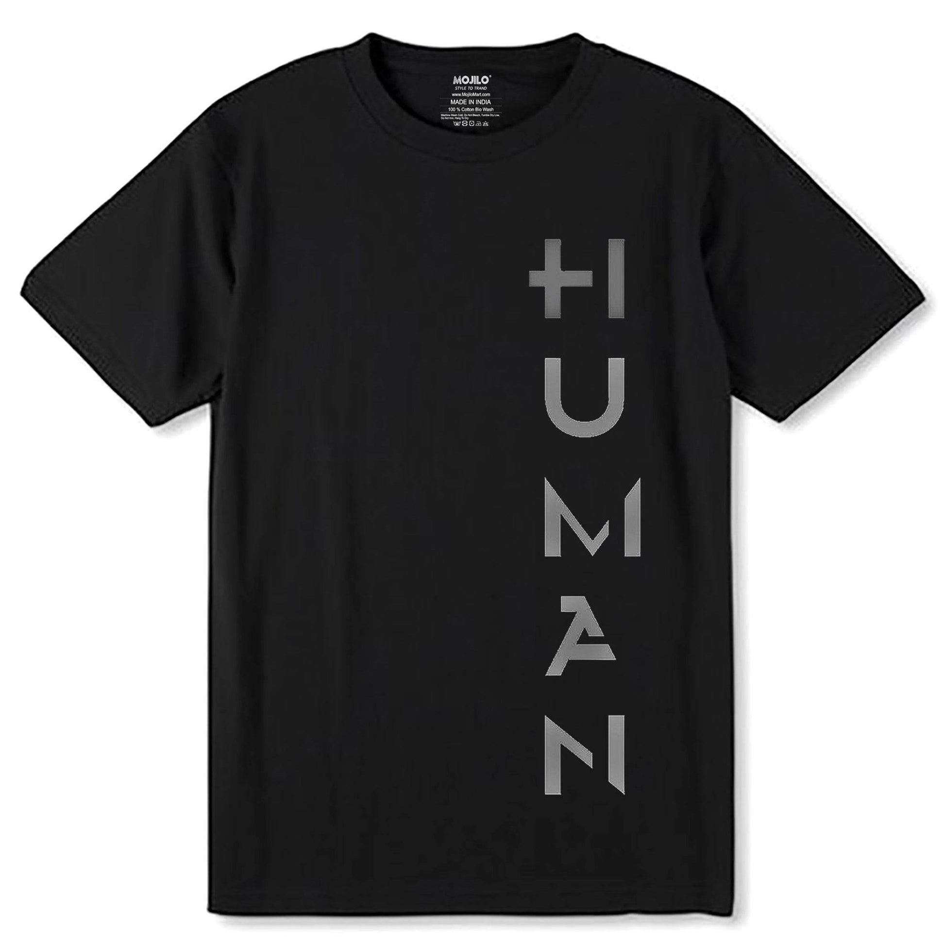 HUMAN - Unisex Round Neck Regular Fit 100% Combed Cotton Half Sleeve T-Shirt - Mojilo Mart