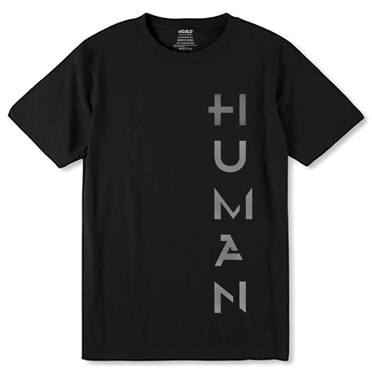 HUMAN - Unisex Round Neck Regular Fit 100% Combed Cotton Half Sleeve T-Shirt - Mojilo Mart
