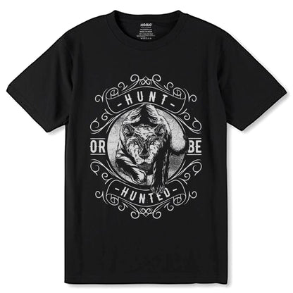 HUNT OR BE HUNTED - Unisex Round Neck Regular Fit 100% Combed Cotton Half Sleeve T-Shirt - Mojilo Mart