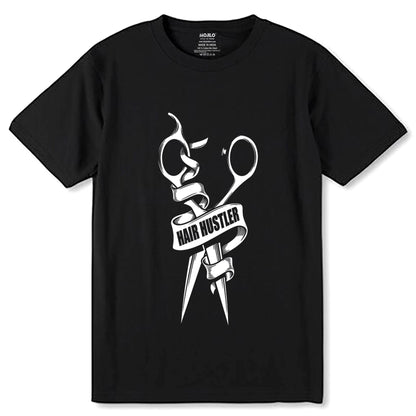 Hair hustler barber hair stylist hairdresser - Unisex Round Neck Regular Fit 100% Combed Cotton Half Sleeve T-Shirt - Mojilo Mart