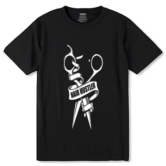 Hair hustler barber hair stylist hairdresser - Unisex Round Neck Regular Fit 100% Combed Cotton Half Sleeve T-Shirt - Mojilo Mart