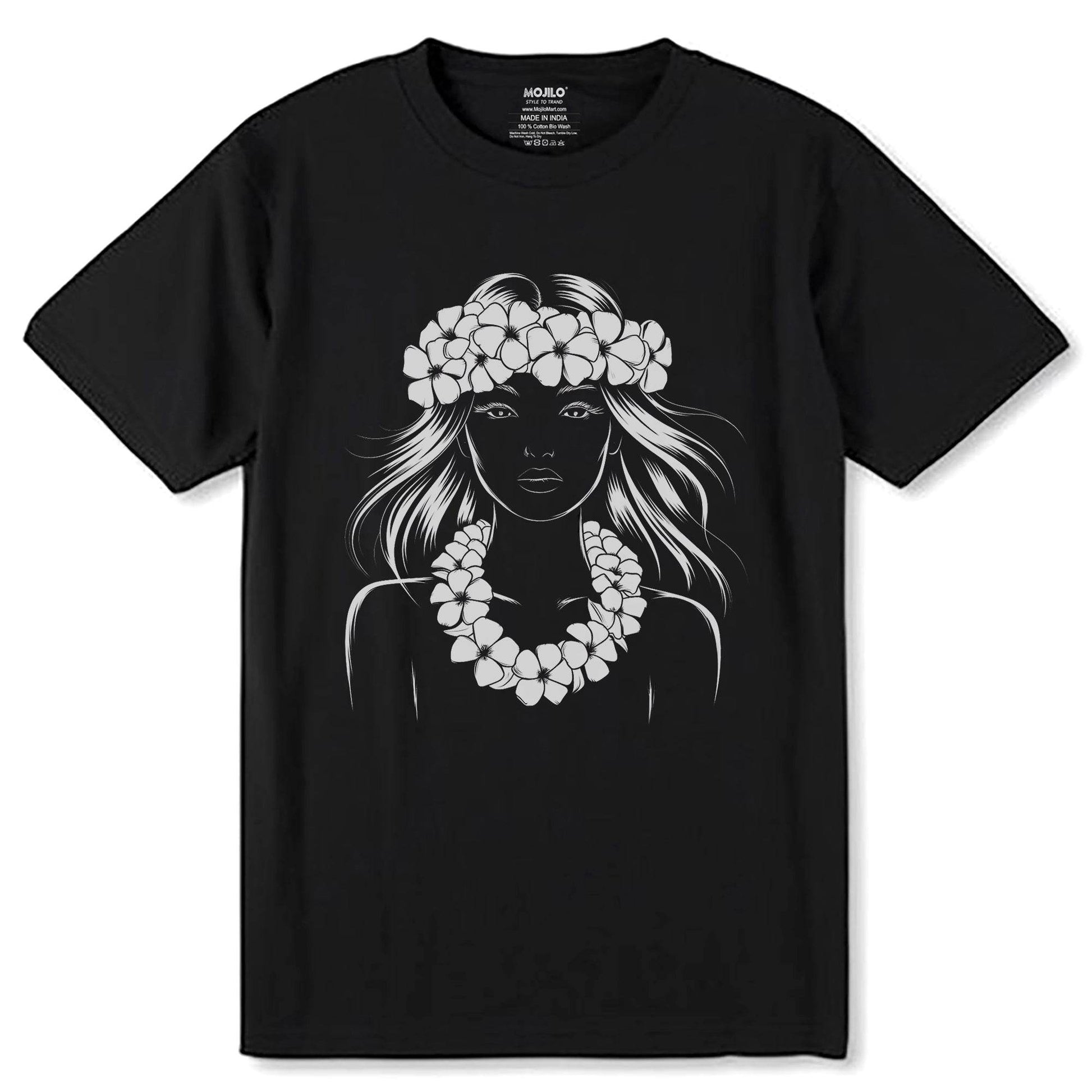 Hawaiian Vintage Wahine Hula Girl - Unisex Round Neck Regular Fit 100% Combed Cotton Half Sleeve T-Shirt - Mojilo Mart
