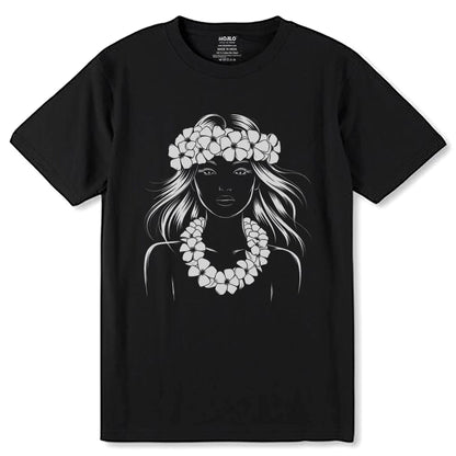Hawaiian Vintage Wahine Hula Girl - Unisex Round Neck Regular Fit 100% Combed Cotton Half Sleeve T-Shirt - Mojilo Mart