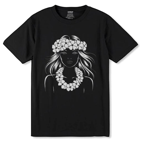 Hawaiian Vintage Wahine Hula Girl - Unisex Round Neck Regular Fit 100% Combed Cotton Half Sleeve T-Shirt - Mojilo Mart