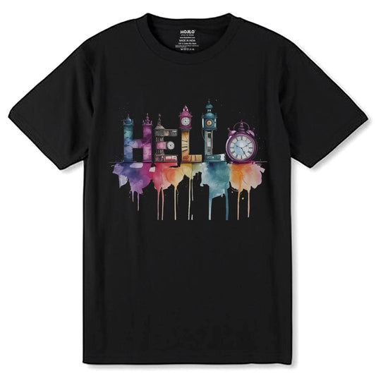 Hello Colorful - Unisex Round Neck Regular Fit 100% Combed Cotton Half Sleeve T-Shirt - Mojilo Mart