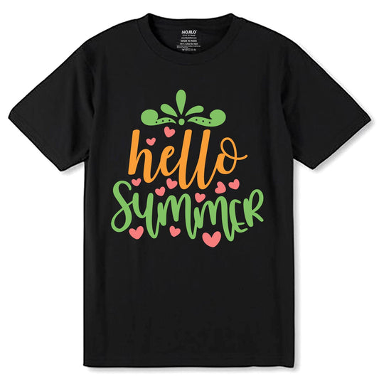 Hello Summer Traveling - Unisex Round Neck Regular Fit 100% Combed Cotton Half Sleeve T-Shirt - Mojilo Mart
