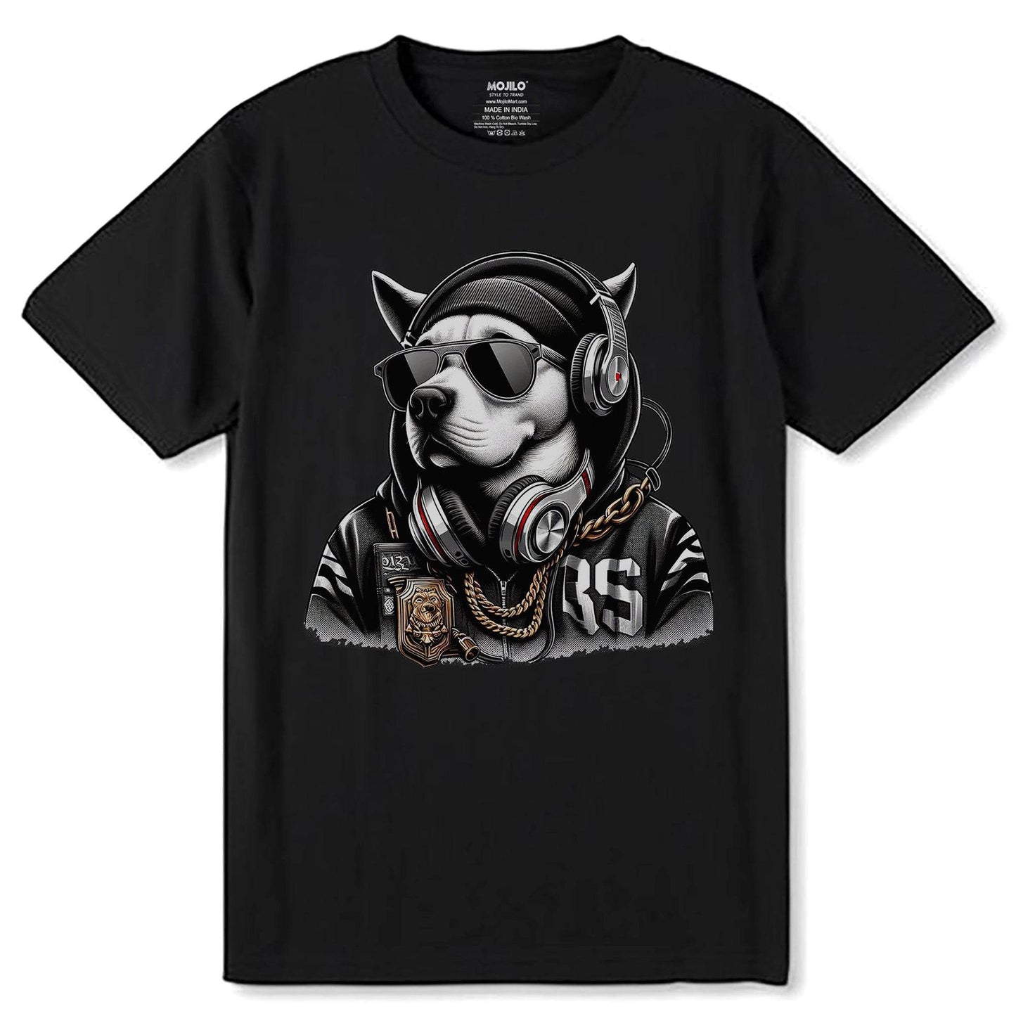 Hip Hop Dog - Unisex Round Neck Regular Fit 100% Combed Cotton Half Sleeve T-Shirt - Mojilo Mart