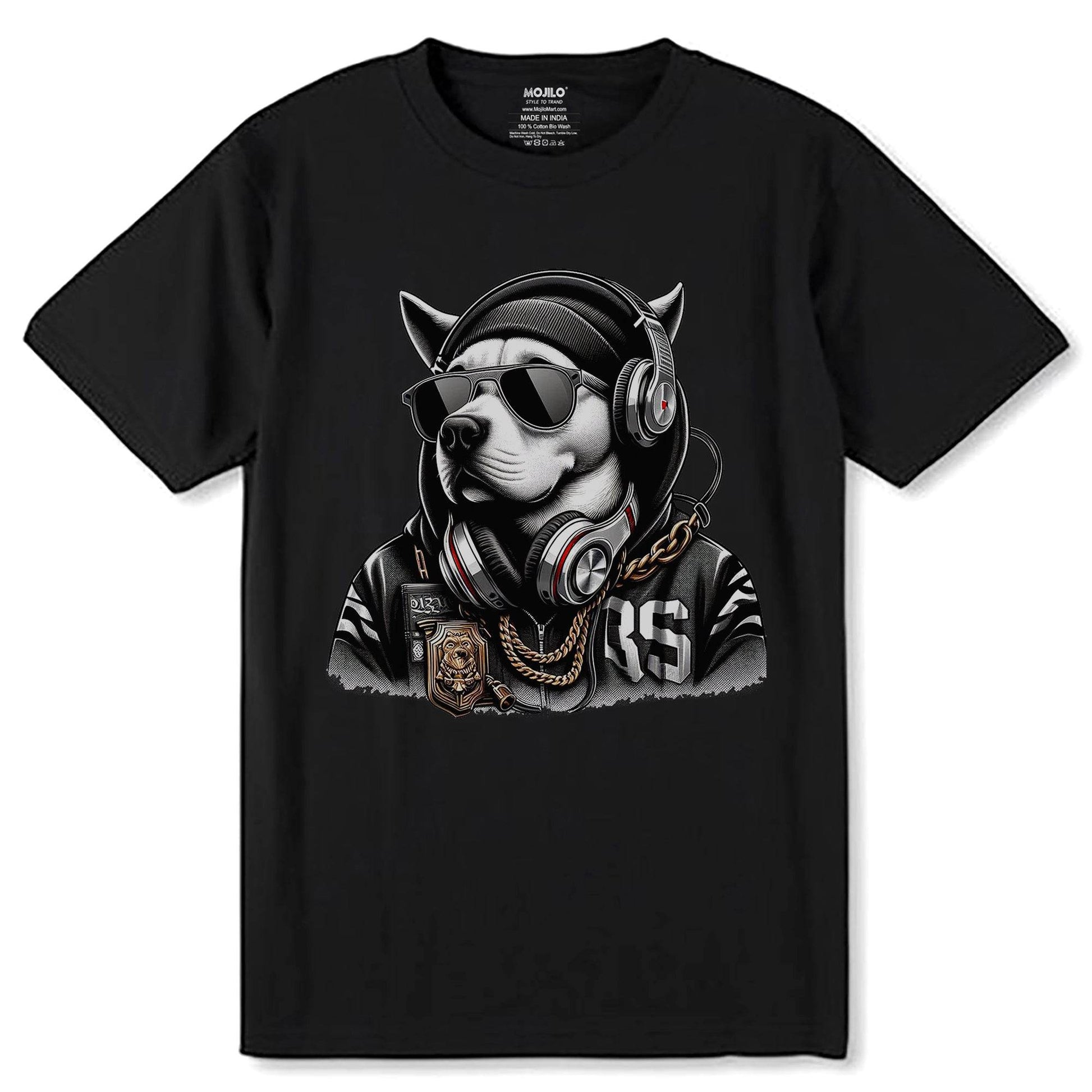 Hip Hop Dog - Unisex Round Neck Regular Fit 100% Combed Cotton Half Sleeve T-Shirt - Mojilo Mart