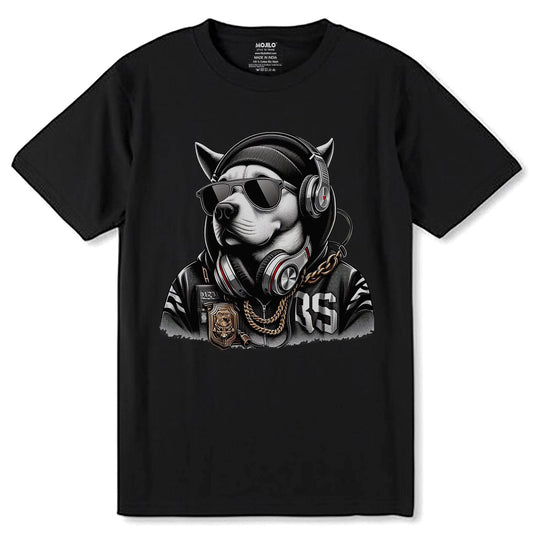 Hip Hop Dog - Unisex Round Neck Regular Fit 100% Combed Cotton Half Sleeve T-Shirt - Mojilo Mart