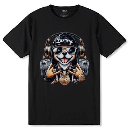 Hip Hop Dog Desing - Unisex Round Neck Regular Fit 100% Combed Cotton Half Sleeve T-Shirt - Mojilo Mart