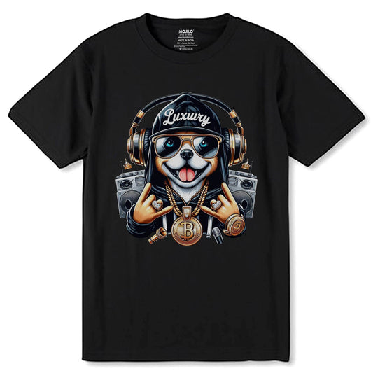 Hip Hop Dog Desing - Unisex Round Neck Regular Fit 100% Combed Cotton Half Sleeve T-Shirt - Mojilo Mart