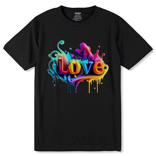 Hippie Flower Peace Soul Love Happy - Unisex Round Neck Regular Fit 100% Combed Cotton Half Sleeve T-Shirt - Mojilo Mart