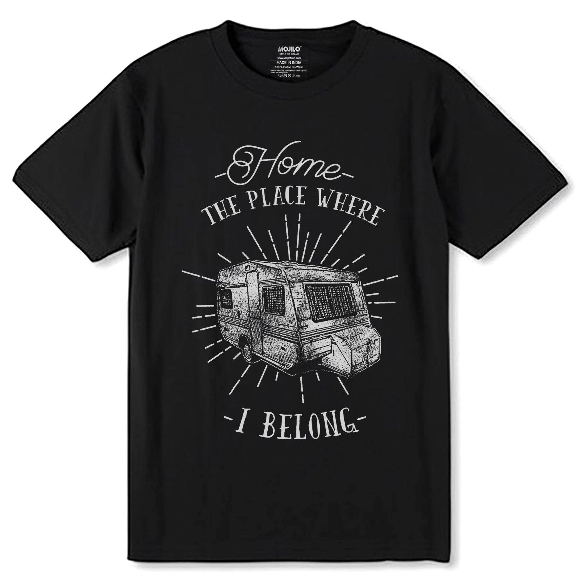 Home THE PLACE WHERE I BELONG - Unisex Round Neck Regular Fit 100% Combed Cotton Half Sleeve T-Shirt - Mojilo Mart