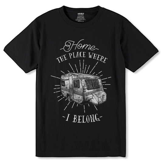 Home THE PLACE WHERE I BELONG - Unisex Round Neck Regular Fit 100% Combed Cotton Half Sleeve T-Shirt - Mojilo Mart