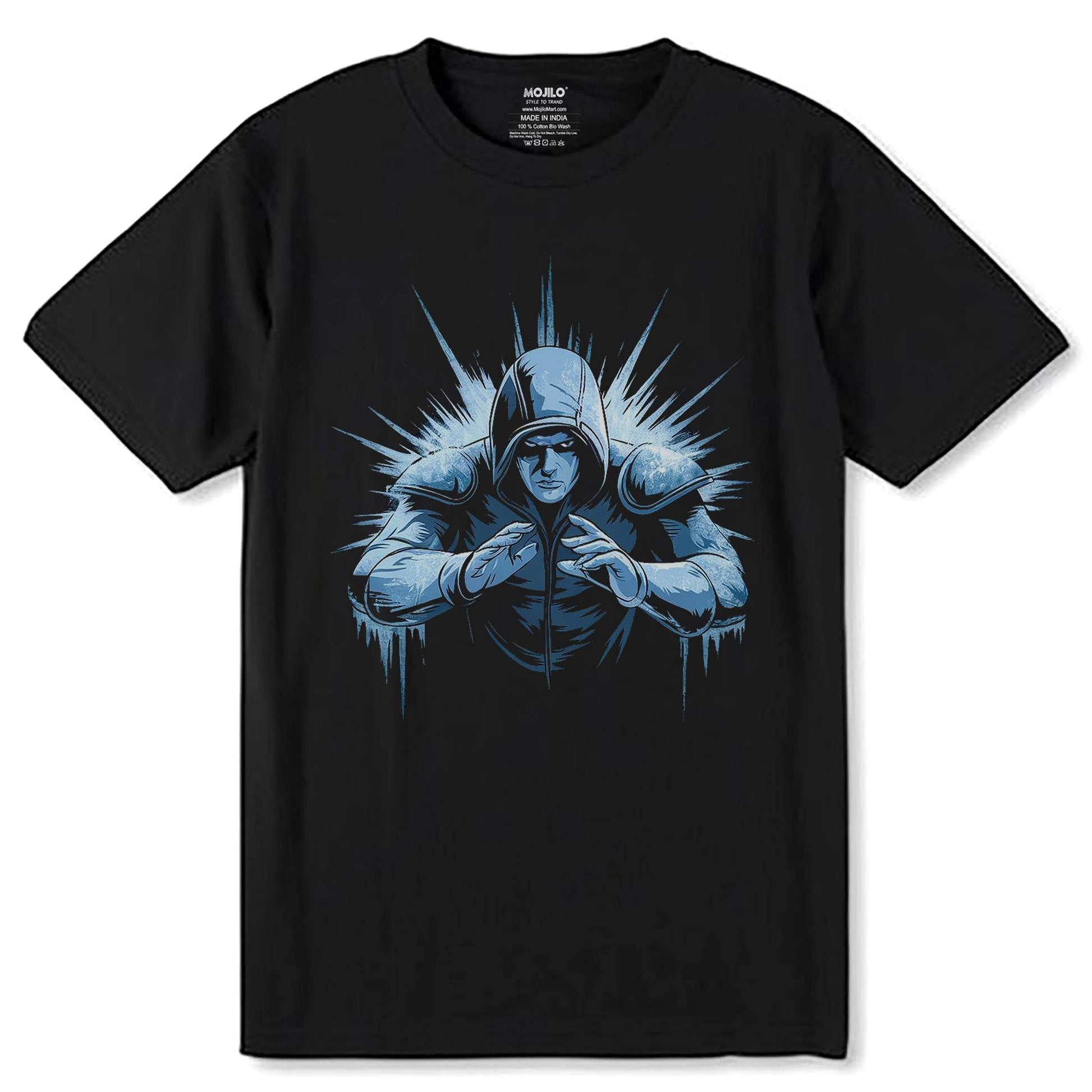 Hooded burglar lurking in the dark shadow - Unisex Round Neck Regular Fit 100% Combed Cotton Half Sleeve T-Shirt - Mojilo Mart