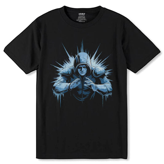 Hooded burglar lurking in the dark shadow - Unisex Round Neck Regular Fit 100% Combed Cotton Half Sleeve T-Shirt - Mojilo Mart