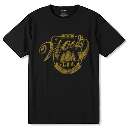 INTO THE WOods EST 2012 - Unisex Round Neck Regular Fit 100% Combed Cotton Half Sleeve T-Shirt - Mojilo Mart