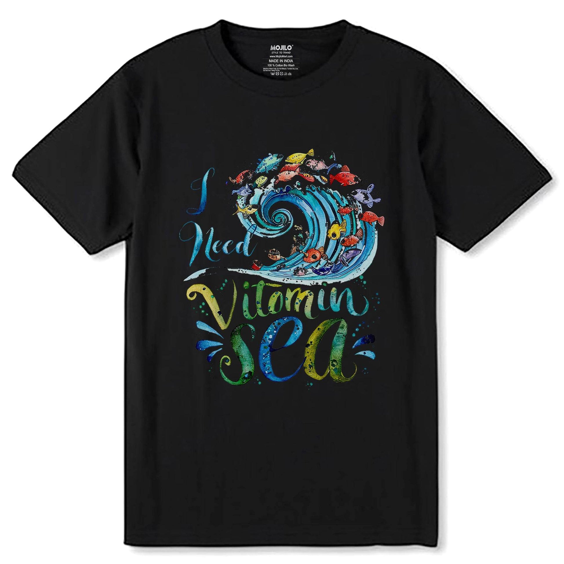 I Need Vitamin Sea - Unisex Round Neck Regular Fit 100% Combed Cotton Half Sleeve T-Shirt (Copy) - Mojilo Mart