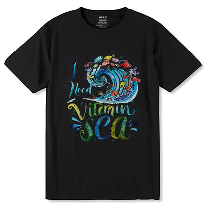 I Need Vitamin Sea - Unisex Round Neck Regular Fit 100% Combed Cotton Half Sleeve T-Shirt (Copy) - Mojilo Mart