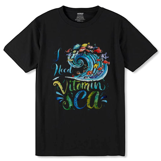 I Need Vitamin Sea - Unisex Round Neck Regular Fit 100% Combed Cotton Half Sleeve T-Shirt (Copy) - Mojilo Mart