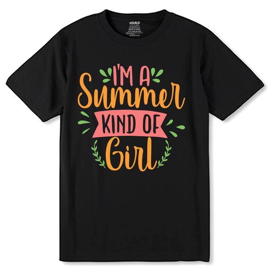 I'm A Summer Kind Of Girl Beach Vibes - Unisex Round Neck Regular Fit 100% Combed Cotton Half Sleeve T-Shirt - Mojilo Mart