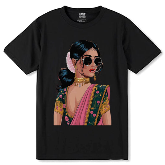 Indian Girl fashion - Unisex Round Neck Regular Fit 100% Combed Cotton Half Sleeve T-Shirt - Mojilo Mart