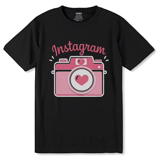 Instagram camera - Unisex Round Neck Regular Fit 100% Combed Cotton Half Sleeve T-Shirt - Mojilo Mart