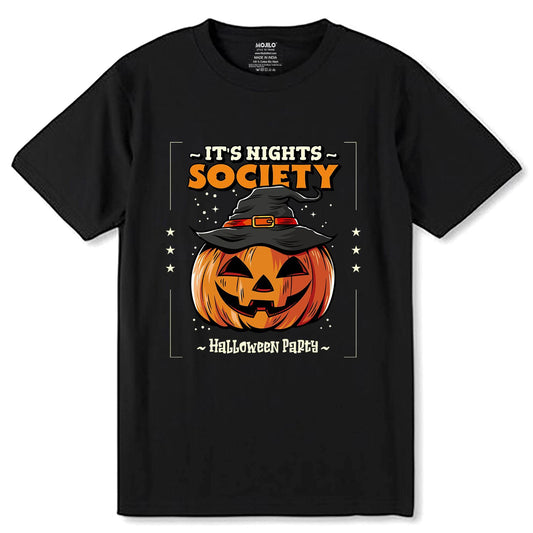 It's Nights Society - Unisex Round Neck Regular Fit 100% Combed Cotton Half Sleeve T-Shirt - Mojilo Mart