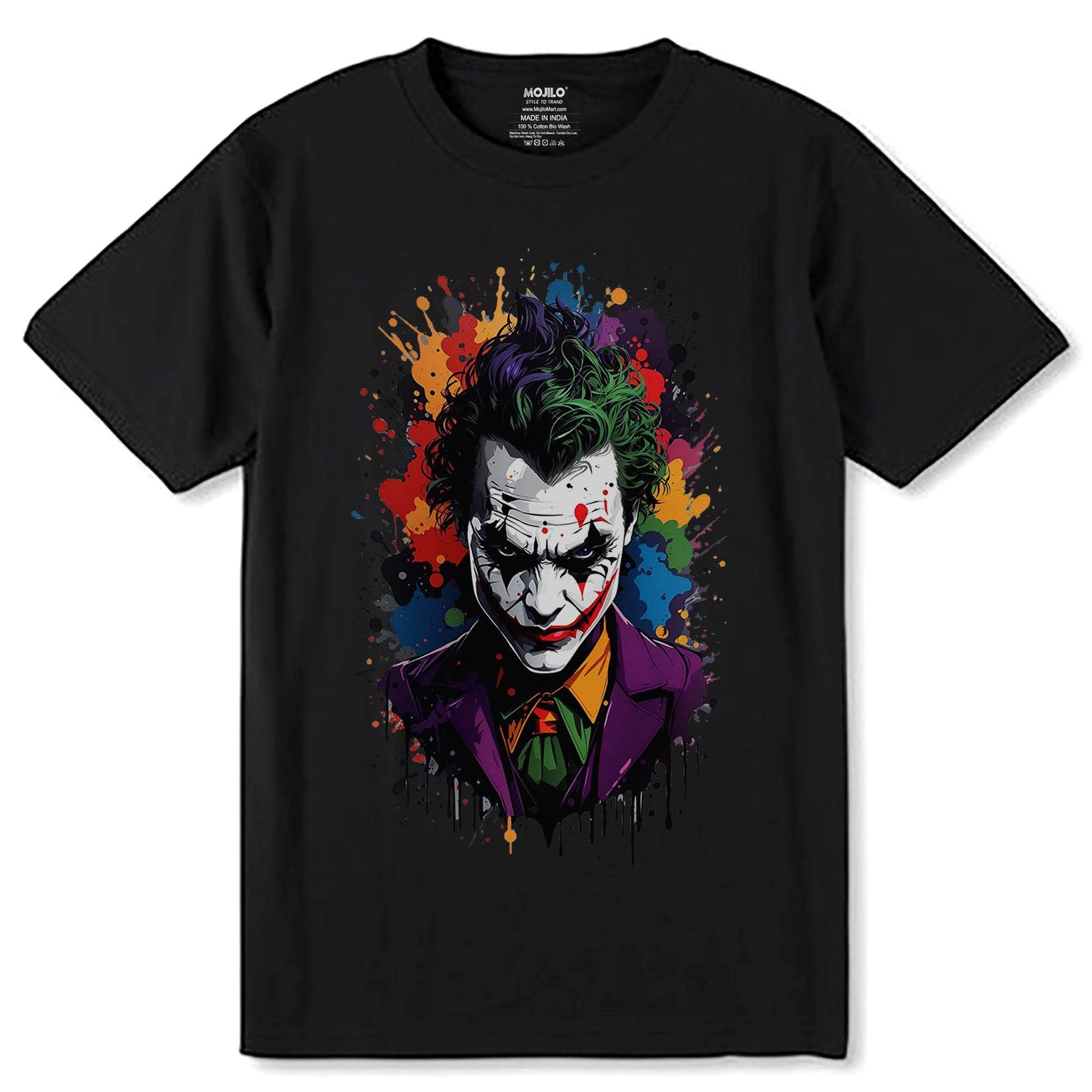 JOKER DC PRINT - Unisex Round Neck Regular Fit 100% Combed Cotton Half Sleeve T-Shirt - Mojilo Mart