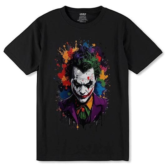 JOKER DC PRINT - Unisex Round Neck Regular Fit 100% Combed Cotton Half Sleeve T-Shirt - Mojilo Mart