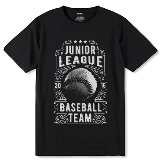 JUNIOR LEAGUE 2016 BASEBALL TEAM - Unisex Round Neck Regular Fit 100% Combed Cotton Half Sleeve T-Shirt - Mojilo Mart