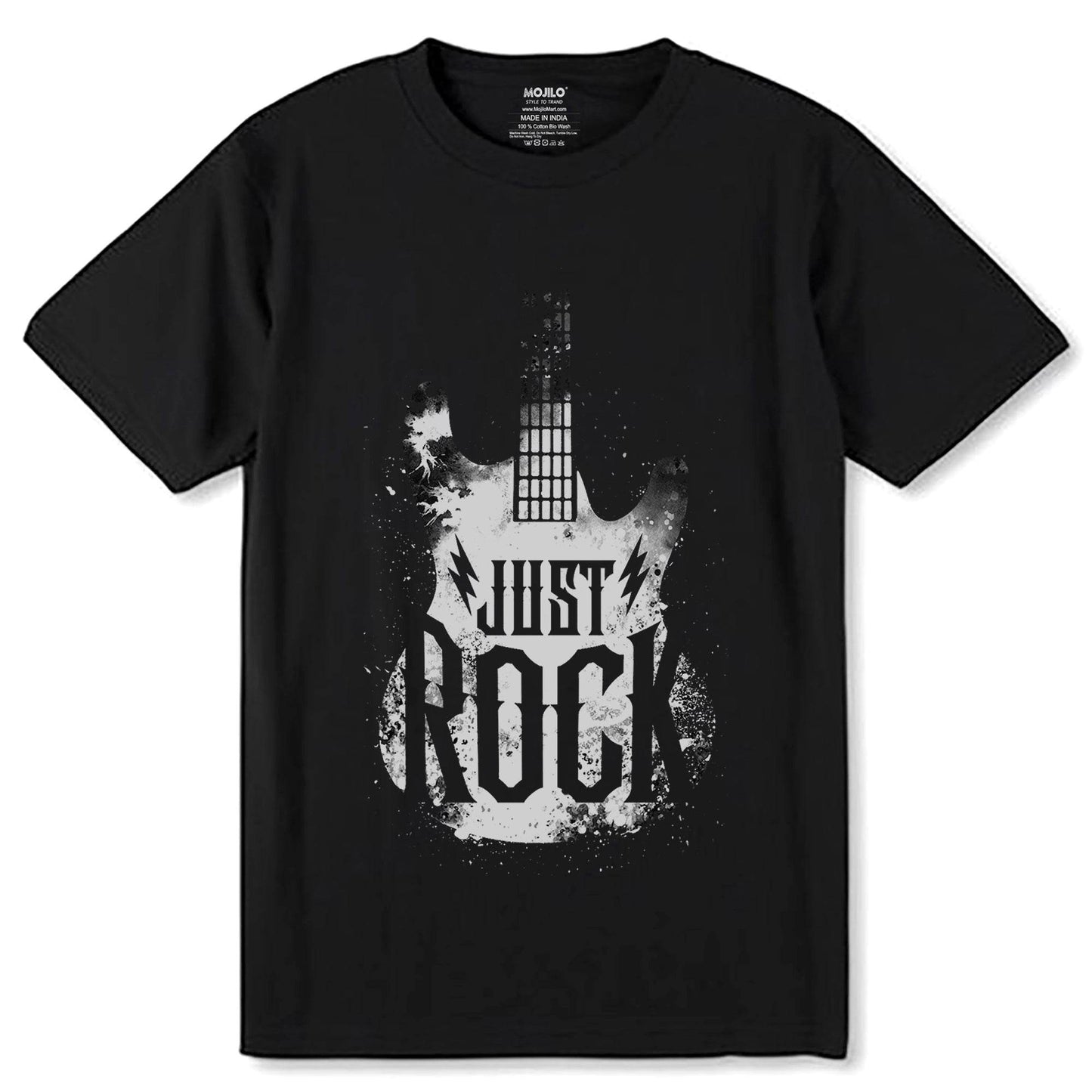 JUST ROCK - Unisex Round Neck Regular Fit 100% Combed Cotton Half Sleeve T-Shirt - Mojilo Mart
