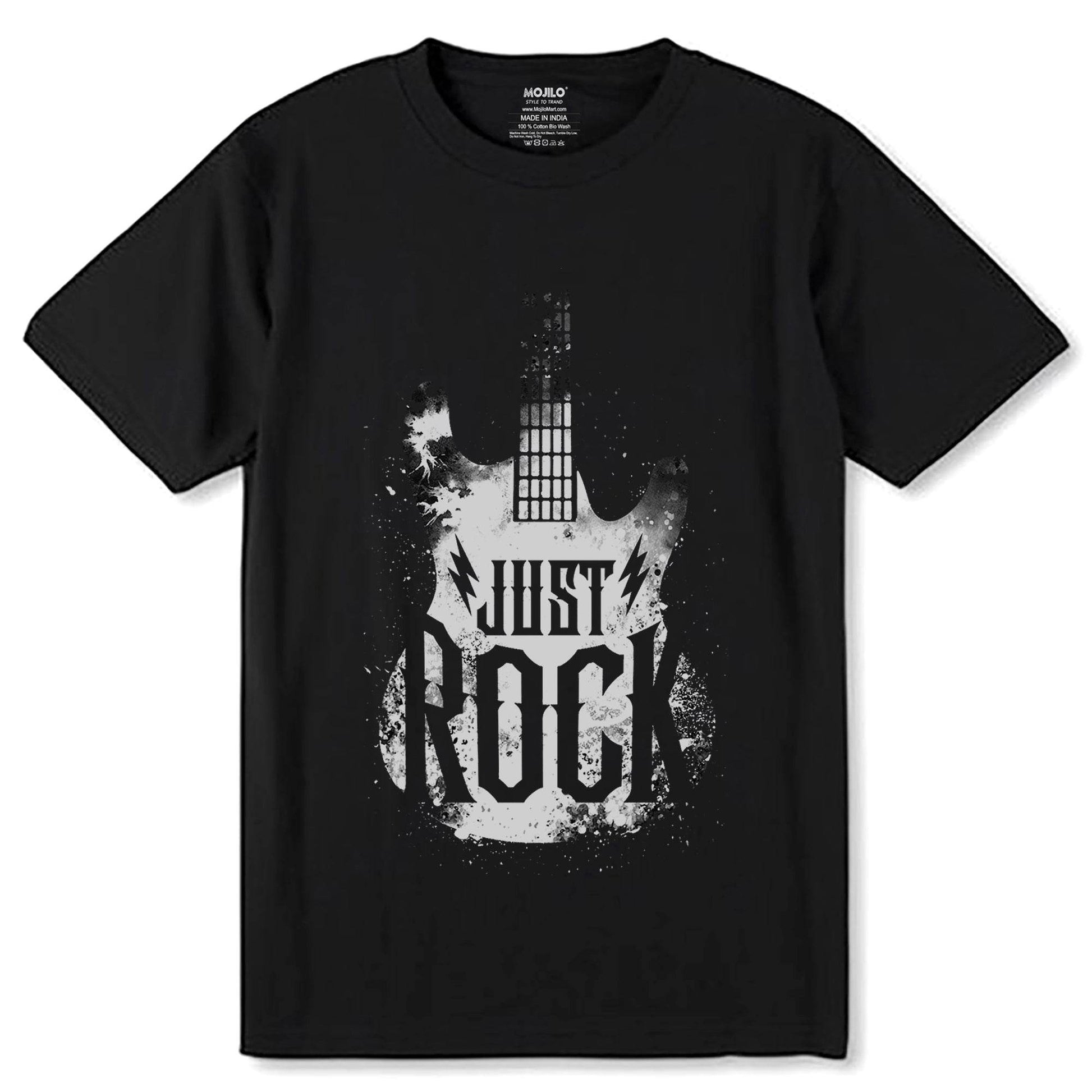 JUST ROCK - Unisex Round Neck Regular Fit 100% Combed Cotton Half Sleeve T-Shirt - Mojilo Mart