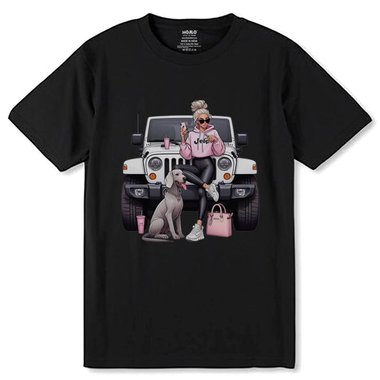 Jeep Women Swag - Unisex Round Neck Regular Fit 100% Combed Cotton Half Sleeve T-Shirt - Mojilo Mart