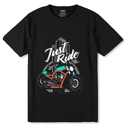 Just Ride - Unisex Round Neck Regular Fit 100% Combed Cotton Half Sleeve T-Shirt - Mojilo Mart