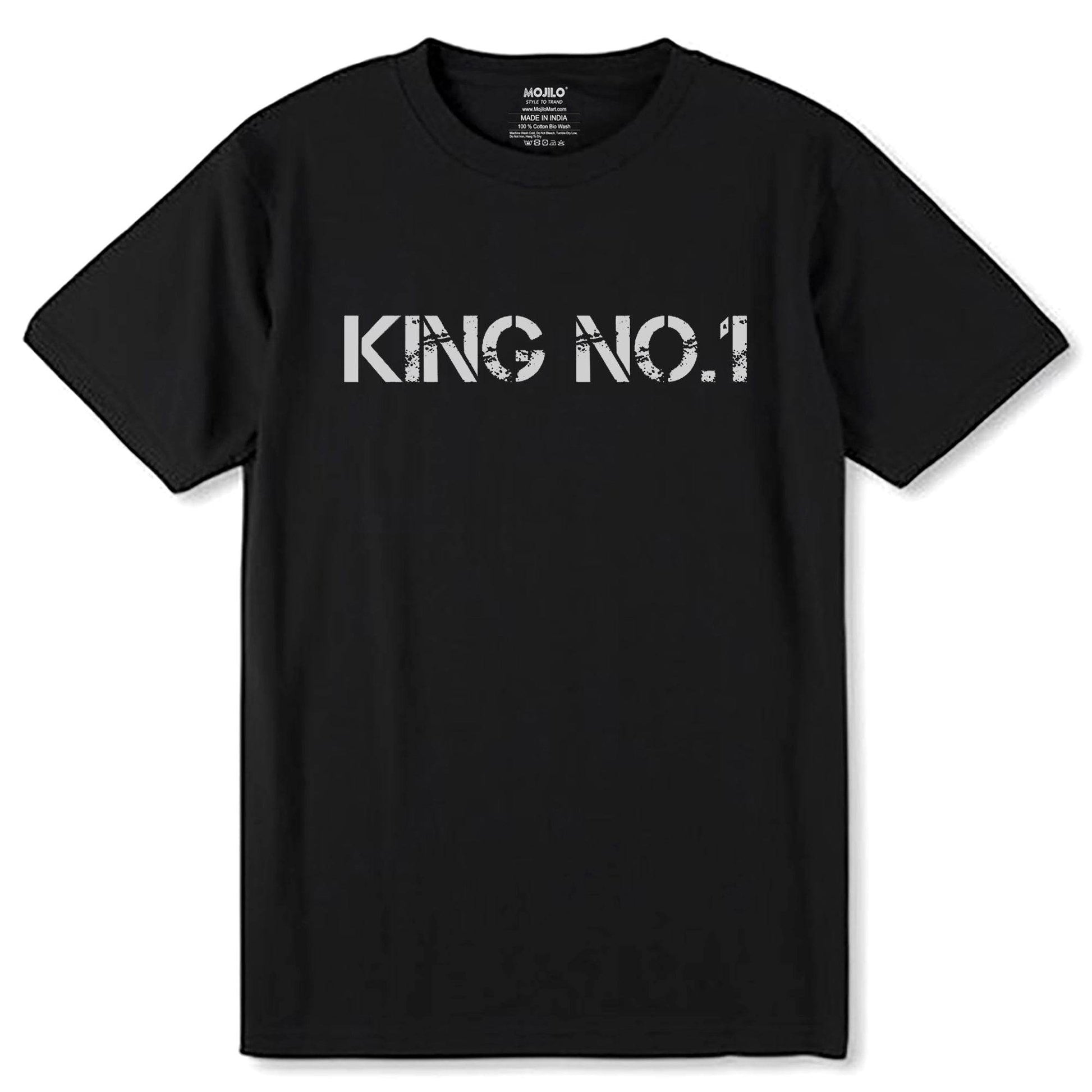 KING NO.1 - Unisex Round Neck Regular Fit 100% Combed Cotton Half Sleeve T-Shirt - Mojilo Mart