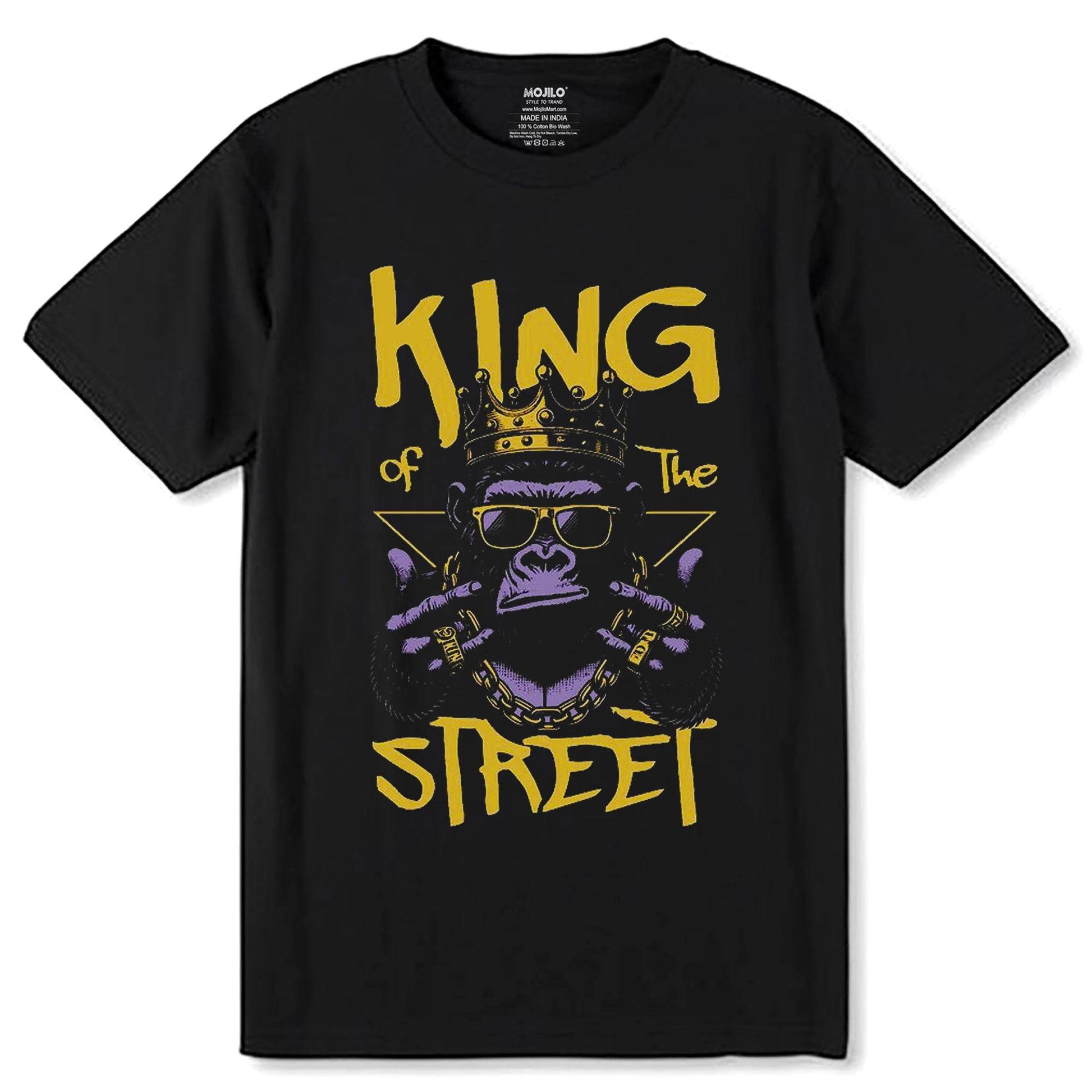 KING of The STREET - Unisex Round Neck Regular Fit 100% Combed Cotton Half Sleeve T-Shirt - Mojilo Mart