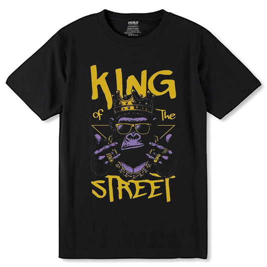 KING of The STREET - Unisex Round Neck Regular Fit 100% Combed Cotton Half Sleeve T-Shirt - Mojilo Mart