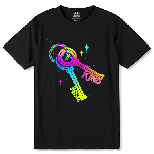 Keys Kind Ness - Unisex Round Neck Regular Fit 100% Combed Cotton Half Sleeve T-Shirt - Mojilo Mart