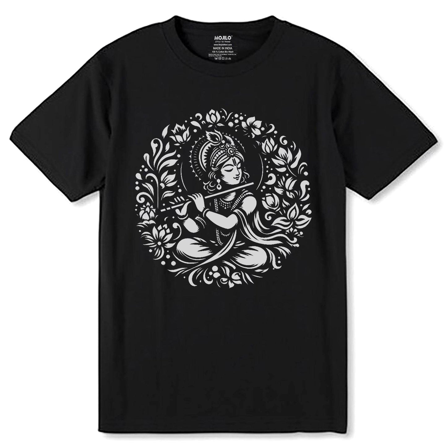 Krishna painting Art work - Unisex Round Neck Regular Fit 100% Combed Cotton Half Sleeve T-Shirt - Mojilo Mart