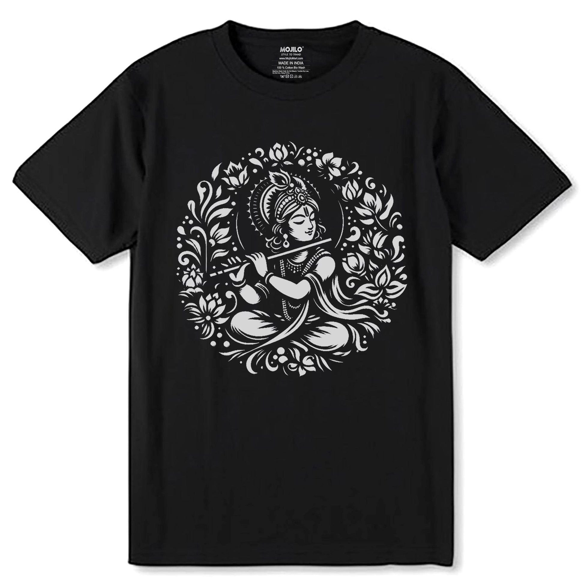 Krishna painting Art work - Unisex Round Neck Regular Fit 100% Combed Cotton Half Sleeve T-Shirt - Mojilo Mart