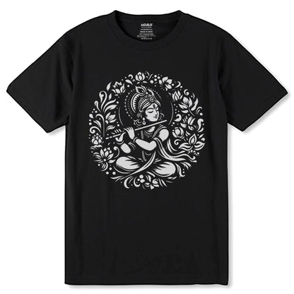 Krishna painting Art work - Unisex Round Neck Regular Fit 100% Combed Cotton Half Sleeve T-Shirt - Mojilo Mart