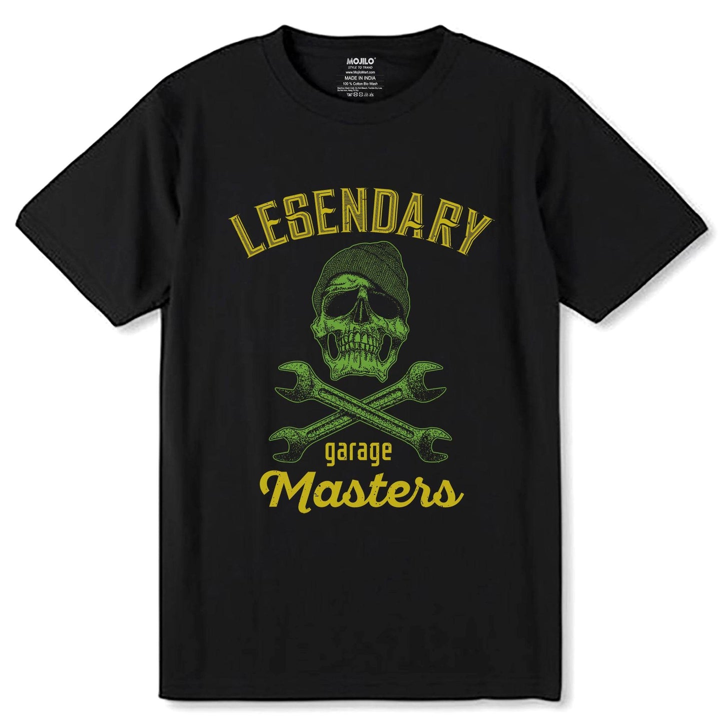 LEGENDARY garage Masters - Unisex Round Neck Regular Fit 100% Combed Cotton Half Sleeve T-Shirt - Mojilo Mart