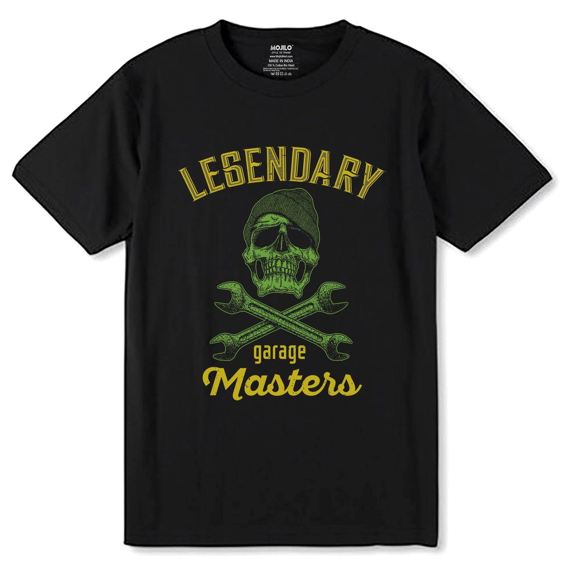 LEGENDARY garage Masters - Unisex Round Neck Regular Fit 100% Combed Cotton Half Sleeve T-Shirt - Mojilo Mart
