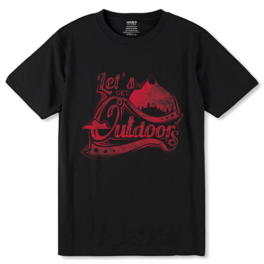 LET'S GET OUT DOORS - Unisex Round Neck Regular Fit 100% Combed Cotton Half Sleeve T-Shirt - Mojilo Mart