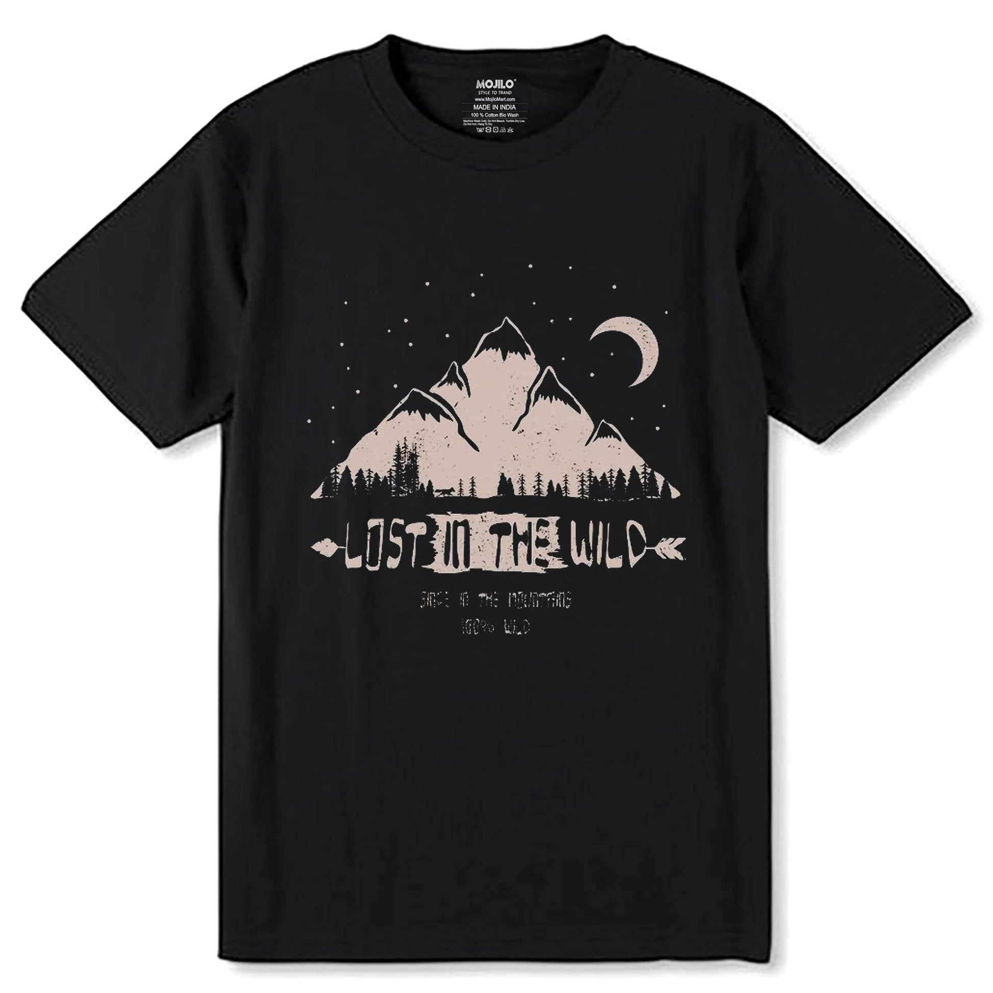 LOST IN THE WILD - Unisex Round Neck Regular Fit 100% Combed Cotton Half Sleeve T-Shirt - Mojilo Mart