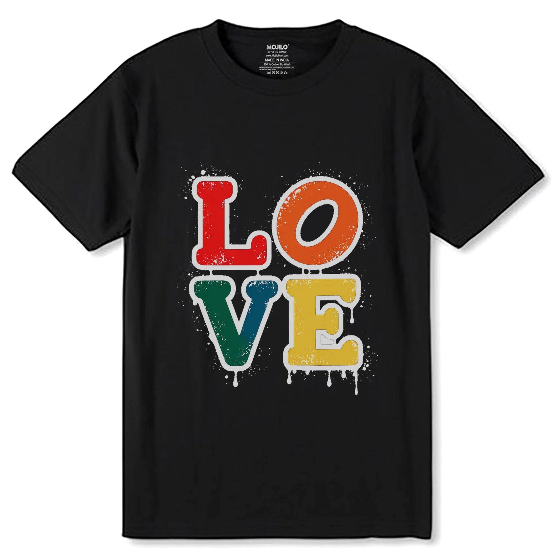LOVE Color - Unisex Round Neck Regular Fit 100% Combed Cotton Half Sleeve T-Shirt - Mojilo Mart